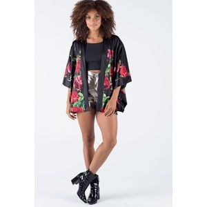 BlackMilk Roses Are Red Shiny Kimono - Limited Edition